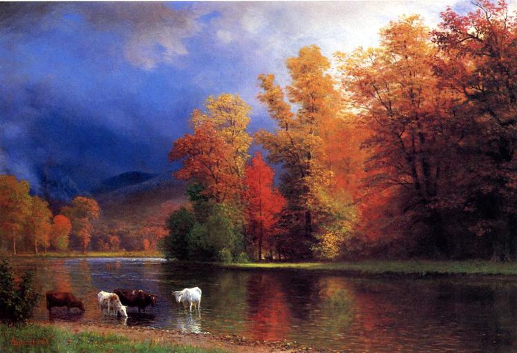 Albert Bierstadt Oil Painting On the Saco - Click Image to Close